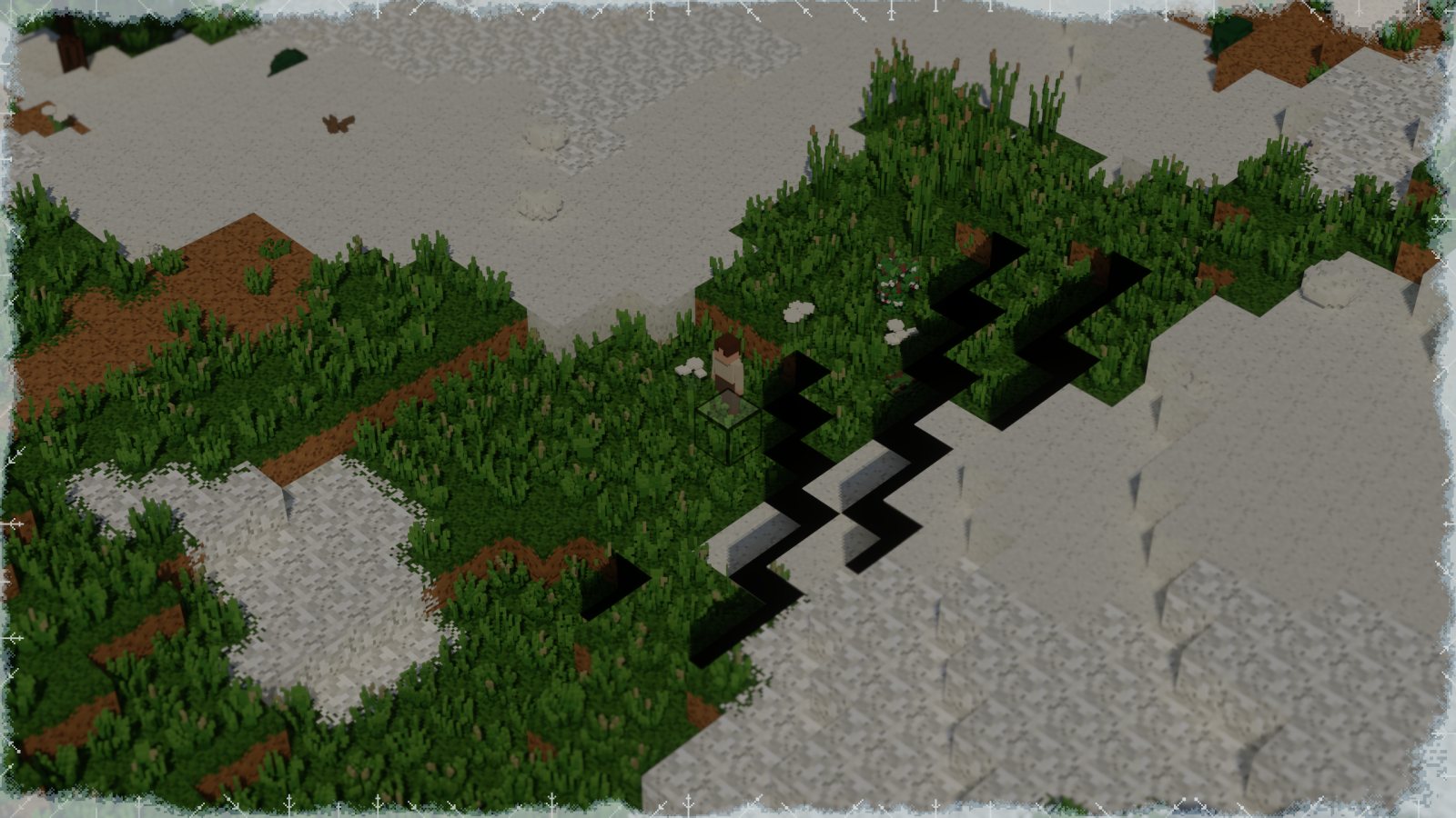 Alpine heights: grass ledges between pale rock and deep clefts