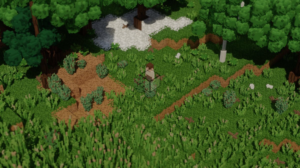 The same forest edge at midsummer, deep green